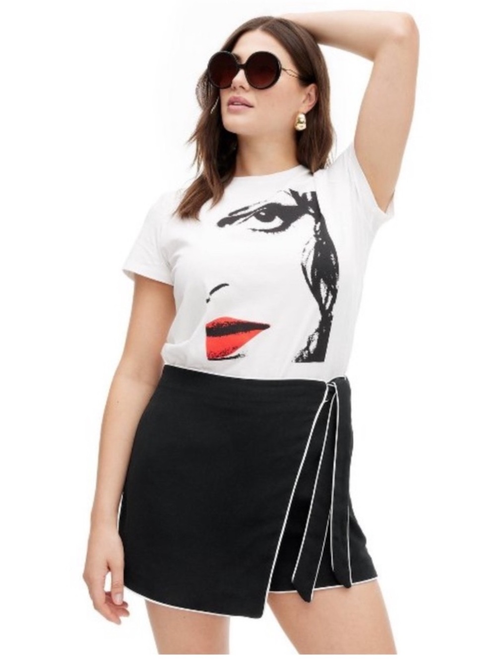 Diane Von Furstenberg Black Mini Wrap Skirt with White Trim